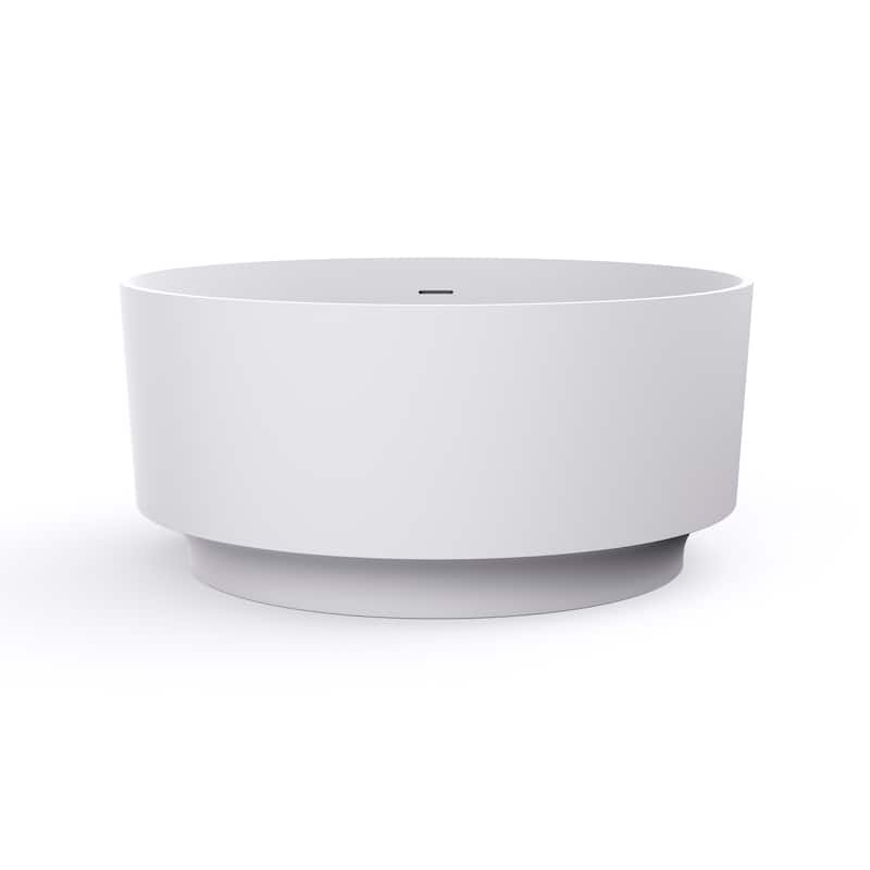 49 Inch Round Shape Freestanding Solid Surface Soaking Bathtub For Bathroom