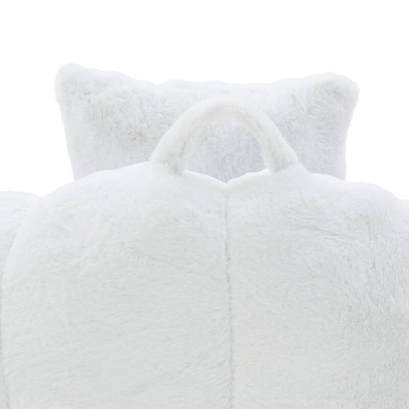 Faux Fur Bean Bag Chair with Ottoman, Giant Bean Bag Chairs for Adults, Shell-Shaped Lounge Floor Sofa with Filler