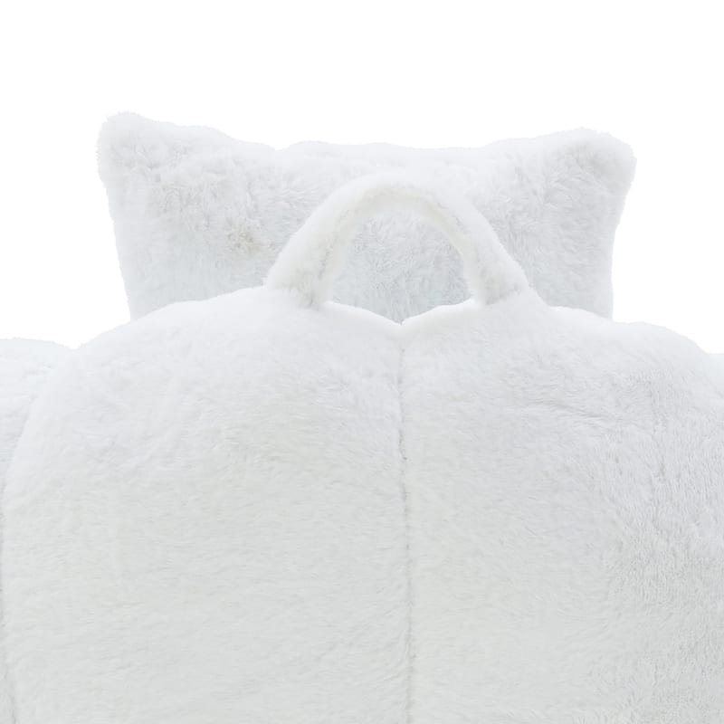 Giant Bean Bag Chair Withfootstool, Oversized Bean Bag For Adults And Kids, Faux Fur Shell-Shaped Large Chair With Filler
