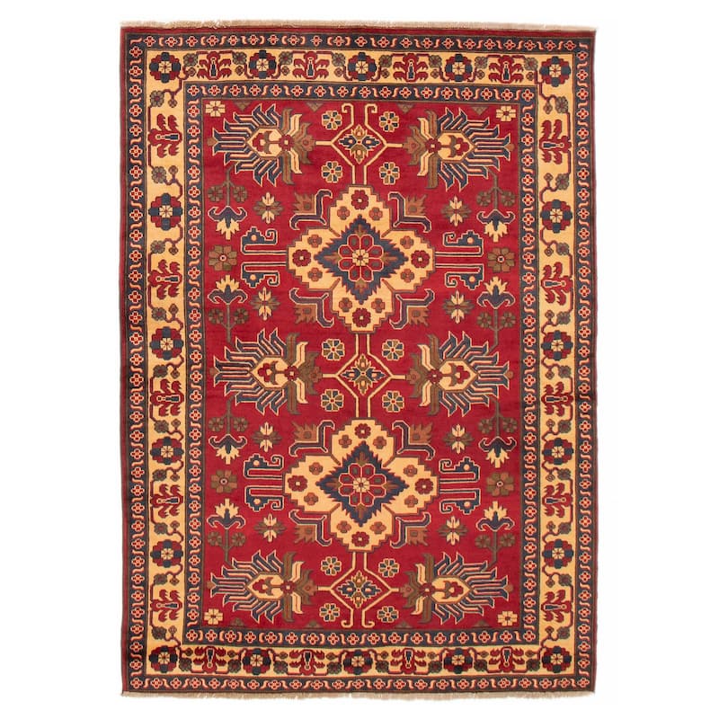 ECARPETGALLERY Hand-knotted Kargahi Red Wool Rug - 4'11 x 6'7 - Red - 4'11 x 6'7