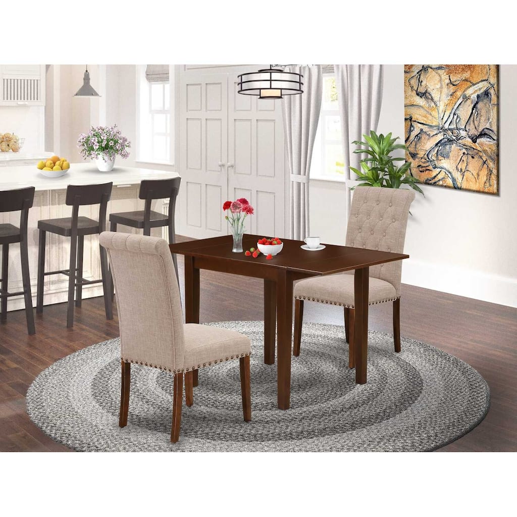 HomeStock 3-Piece Mahogany Finish Solid Wood Top Dining Table Set
