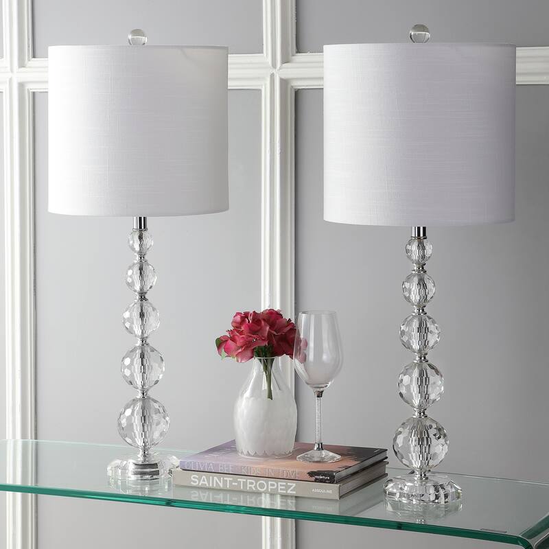 Harper 28.5" Crystal LED Table Lamp, Clear/Chrome (Set of 2) by JONATHAN Y