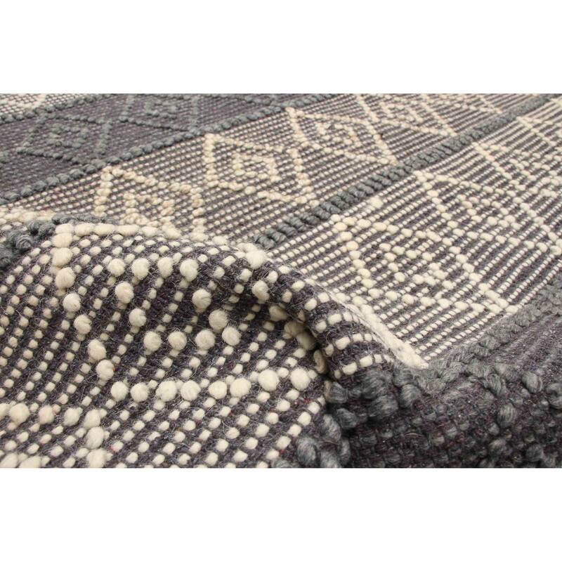 ECARPETGALLERY Braid weave Sienna Grey Wool Rug - 5'1 x 8'1