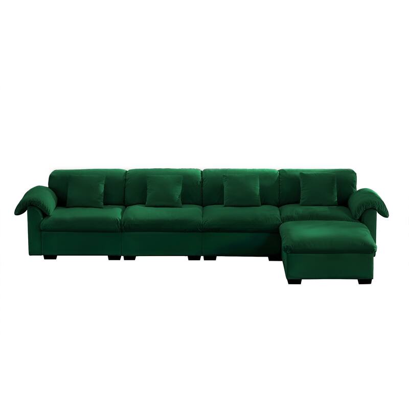Large L-Shaped Deep Seat Modular Sofa with Storage Seats & 1 Storage Ottomans