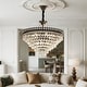 preview thumbnail 6 of 9, 30/60CM Round Crystal Light Fixture with 3 Color Black Gold Crown Design Chandelier for Entryway, Living Room, Bedroom 60L
