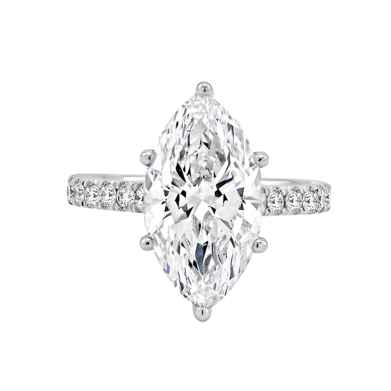 Auriya 14k Gold 5 3/5ctw Lab grown Marquise Hidden Halo Diamond Engagement Ring (F-G VS)