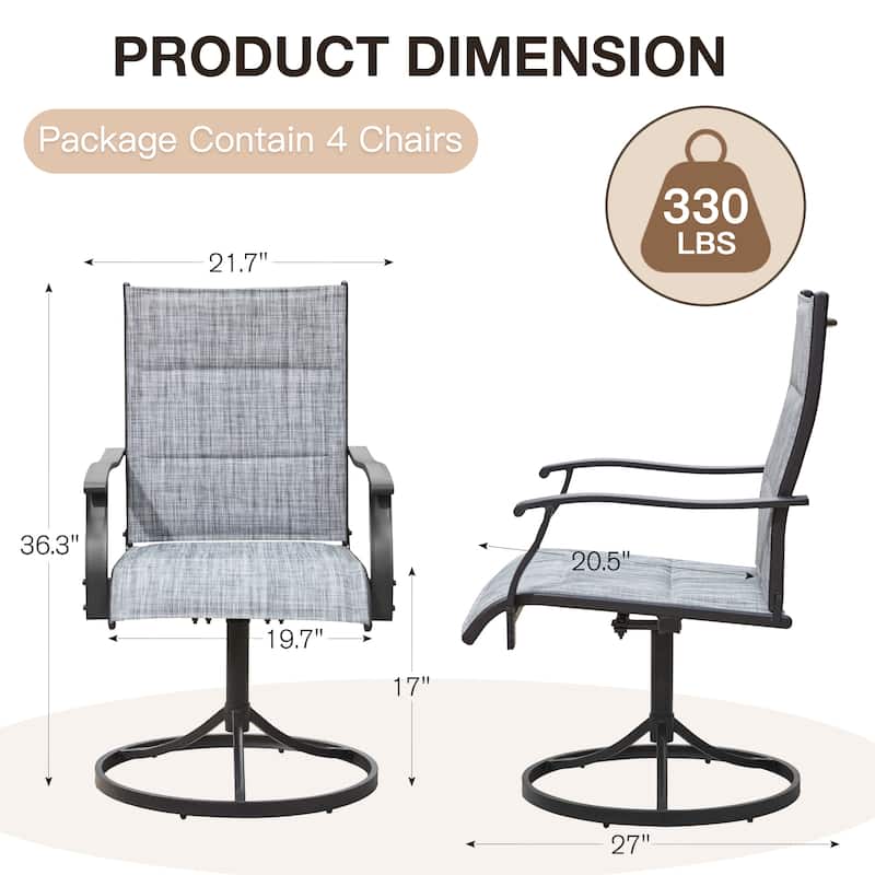 EROMMY Outdoor Swivel Patio Chairs 2/4 Pack, High-Back Textilene Dining Rocker Chairs with Metal Frame