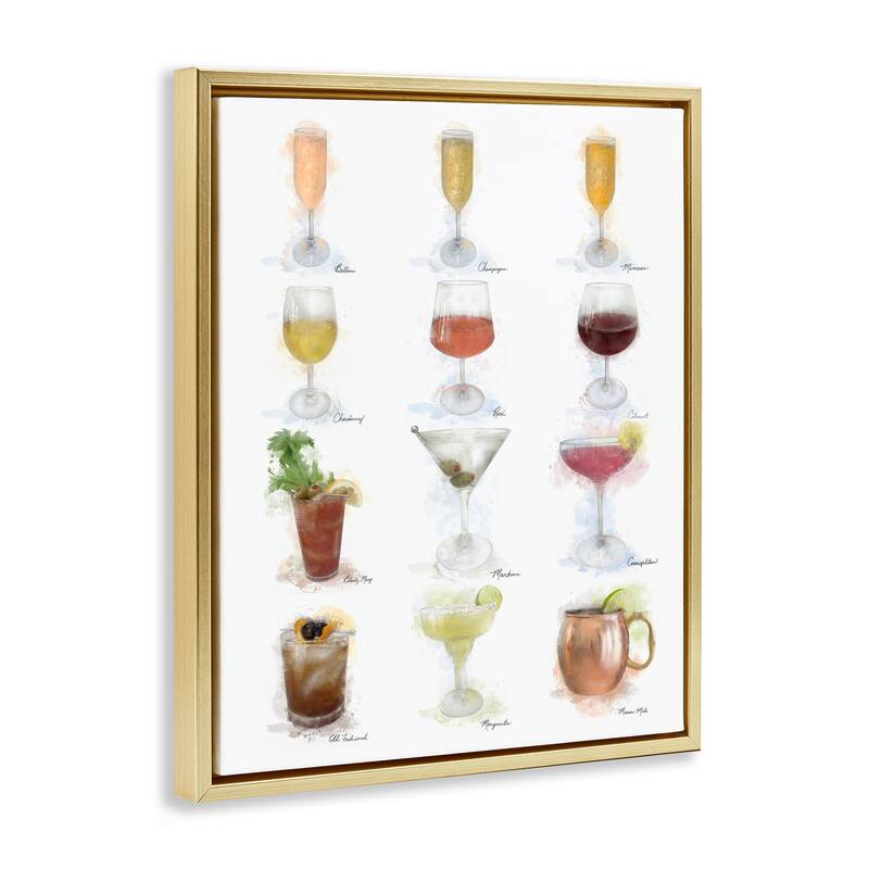Stupell Soft Artisanal Cocktails Menu Framed Floater Canvas Wall Art Design By Matthew Piotrowicz
