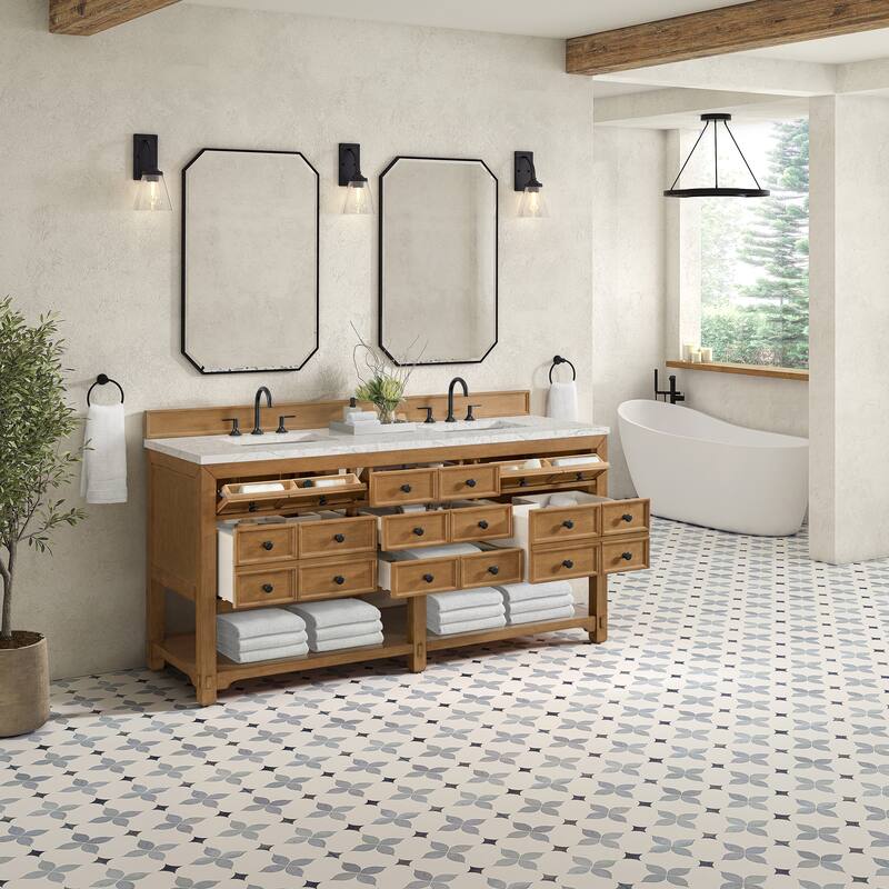 Malibu 72" Double Vanity Cabinet, Amber Birch