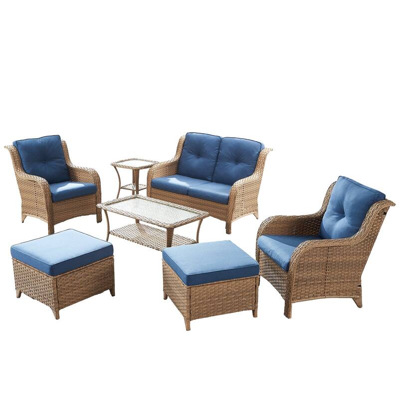 Outdoor Loveseat Sofa with Chair Ottoman Table