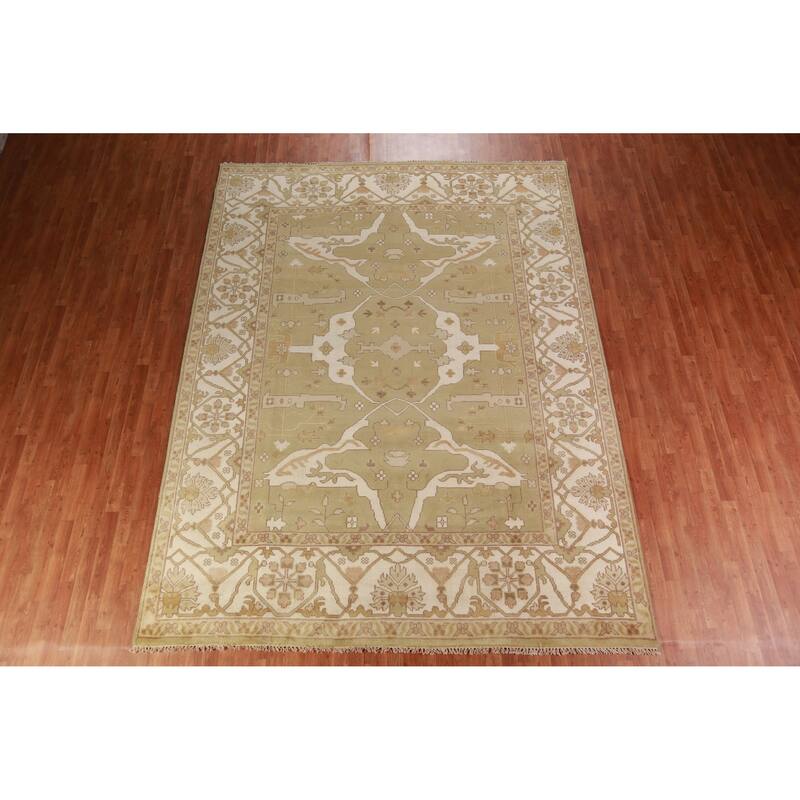 Oushak Indian Area Rug Handmade Transitional Wool Carpet - 9'0" x 11'10"