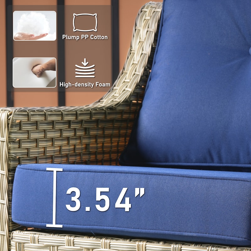 HOOOWOOO 5-piece Wicker Outdoor Furniture Swivel Chairs Set with Fire Pit