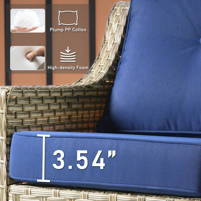 HOOOWOOO 5-piece Rattan Outdoor Patio High Back Swivel Chair Set with 54"Fire Pit