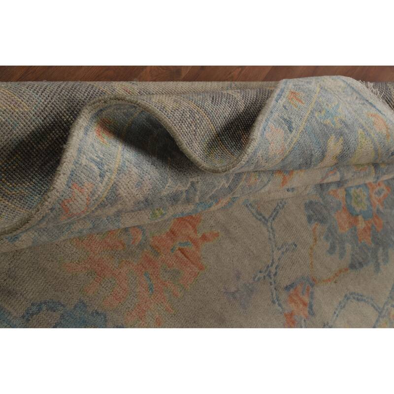 Oriental Beige Oushak Indian Area Rug Hand-Knotted Wool Carpet - 7'10" x 10'2"