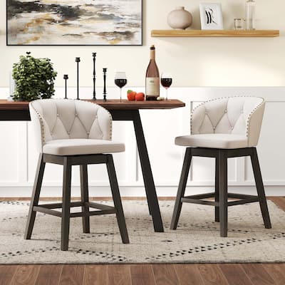 Set of 2/4 Counter Height Bar Stools Fabric Upholstered Island Stools