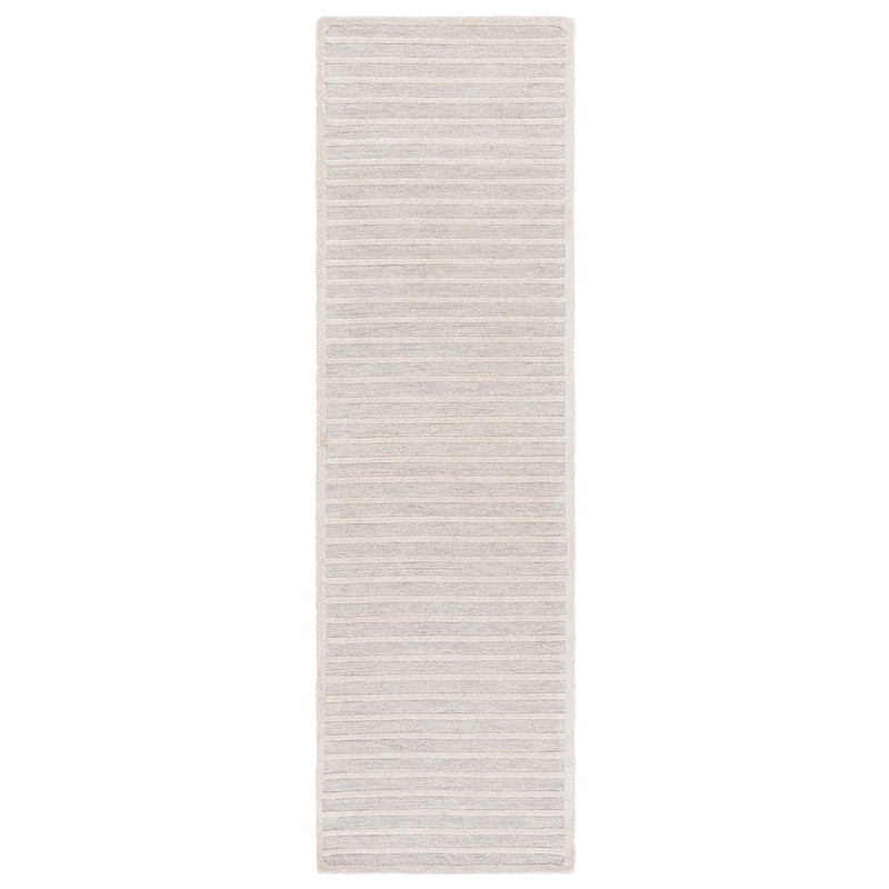 SAFAVIEH Handmade Ebony Sawako Wool Rug - Silver/Ivory - 2'3" x 8' Runner