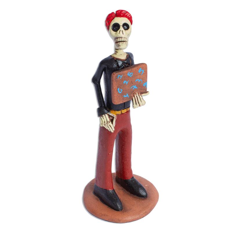 Novica Handmade Professor Catrin Ceramic Sculpture