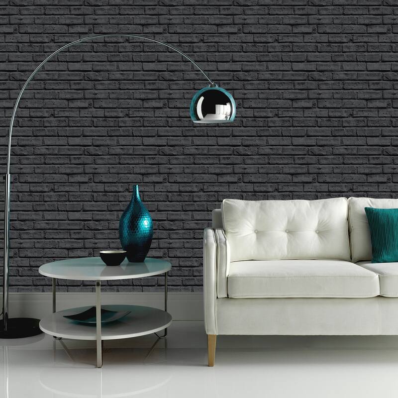 Arthouse Abner Black Brick Wallpaper