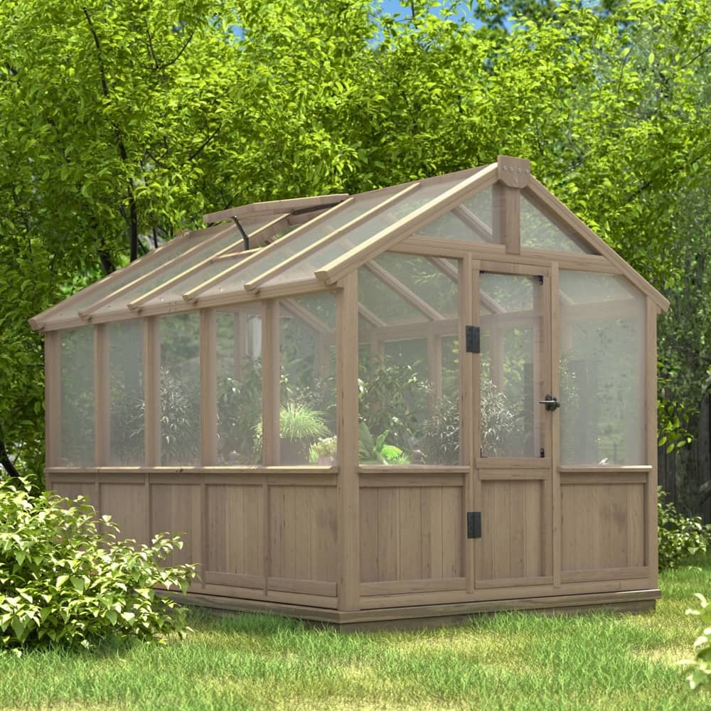 VEIKOUS Walk-in Wooden Greenhouse for Outside, Garden and Backyard, Light Mocha Brown