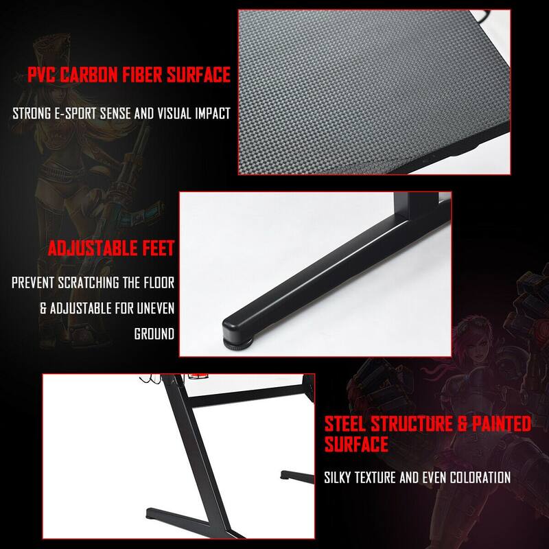 Gymax Gaming Desk Computer Studio Desk PC Table Z Shape Gamer