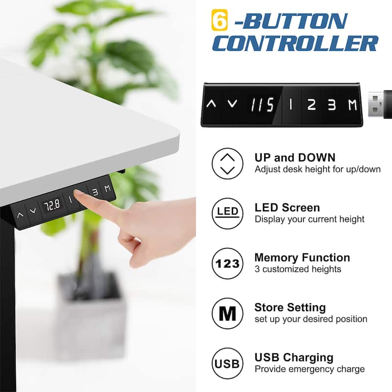 Futzca Height Adjustable Electric Standing Desk Sit Stand Computer Stand up Desk with Splice Board