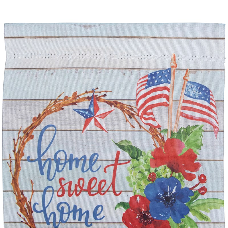 Home Sweet Home Wreath Patriotic Outdoor Garden Flag - 18" x 12.5"