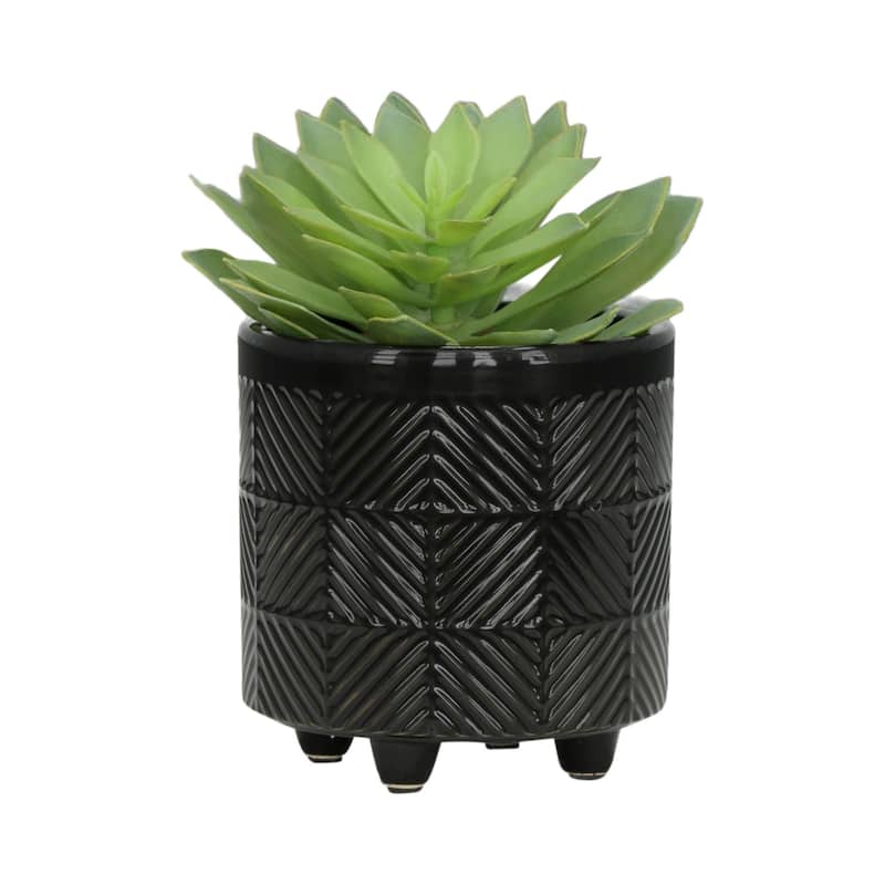 6/8" Ceramic Textured Planters,Set of 2