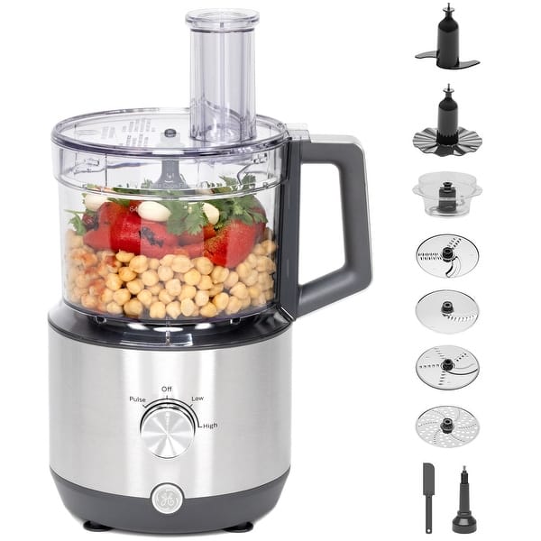 slide 2 of 9, GE 12-Cup Food Processor with Accessories