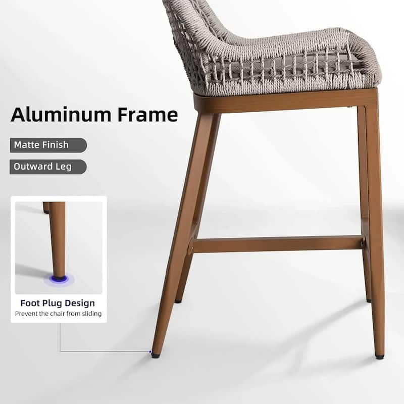 PURPLE LEAF Modern Counter Bar Stools Set of 4 Rattan Chairs with Back and Cushion Kitchen Barstools