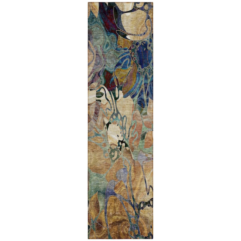 Alsiz Unique Abstract Weather Resistant Timeless Fusion Runner Outdoor Rug