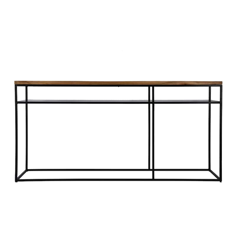 Sutton 63" Iron and Wood Console Table with Storage