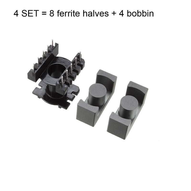 4 Sets EC28 5 with 5pin Transformer Bobbin PC40 Ferrite Core Vertical - Black, Gray