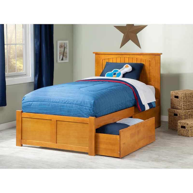 Platform Bed with Drawers - Grey Bedroom Furniture - Modern Style Bed Frame - Underbed Storage Solution
