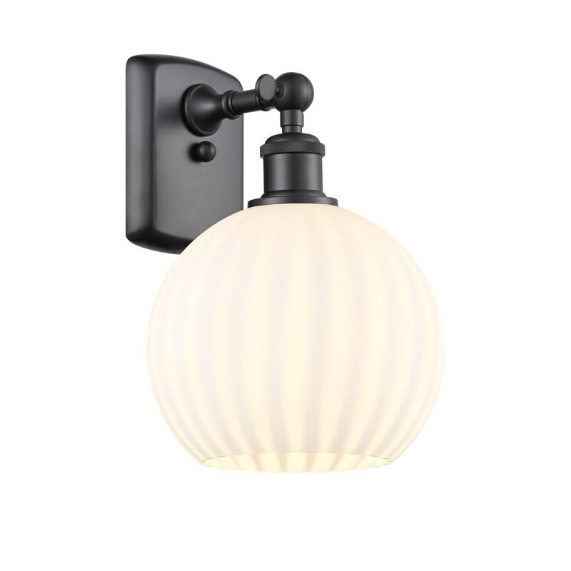 Innovations Lighting 516-1W-11-8 White Venetian Sconce White Venetian - Matte Black / White Venetian