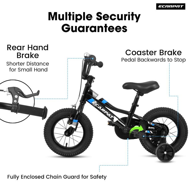 Single Kids Bike w/Removable Training Wheels, 18 Inch Bicycle with Shocks for 3-5 Year Old Children, Baby Toys/85% Pre-Assembled