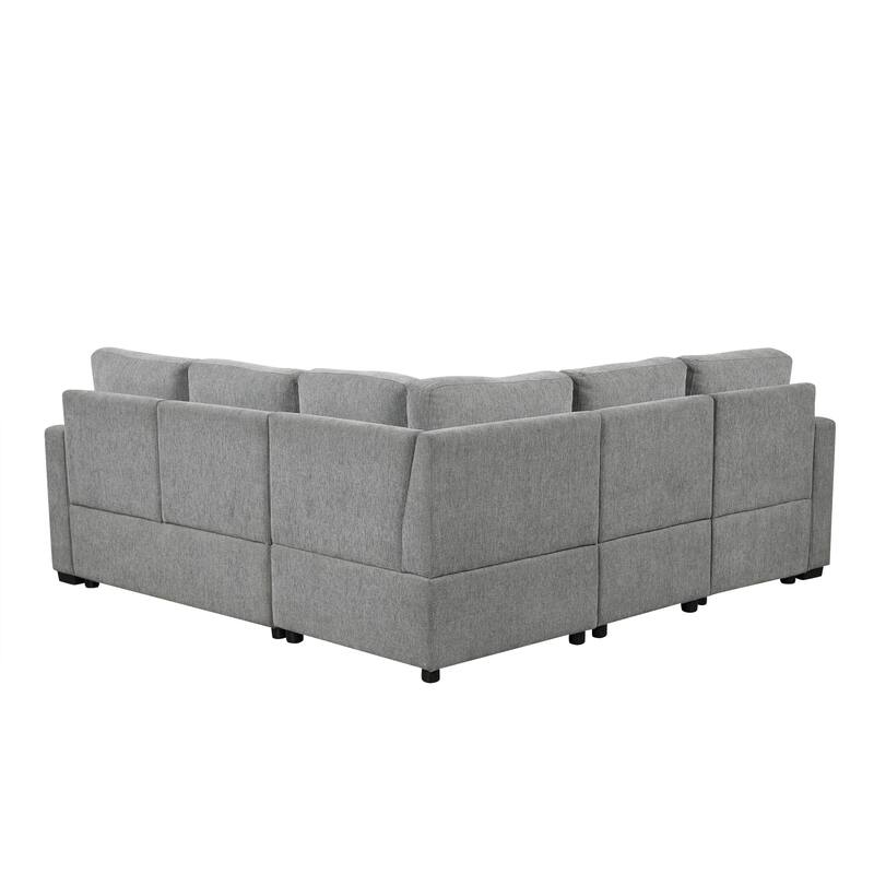 84.7" Chenille Sleeper Sectional Sofa with Storage & USB Ports