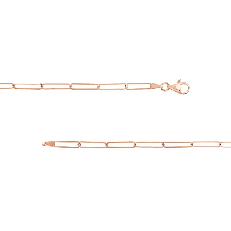 Curata 14k Rose Gold 3.4mm Paper Clip Chain Necklace (Lobster)