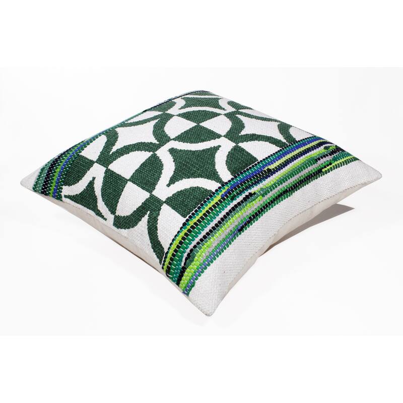 Sevita Boho Bordered Diamond Mosaic Textile Throw Pillow