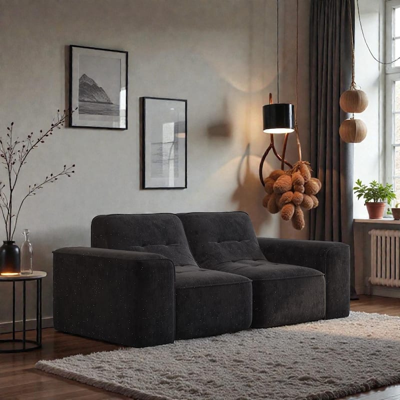 83.6 Inch Modular Sectional Sofa, 3 Seater Tufted Chenille Couch with Deep Seat, No Assembly Modern Sofa