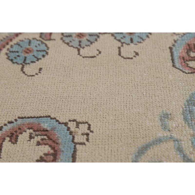 Medallion Tabriz Persian Rug Beige Hand-Knotted Wool Carpet - 9'6"x 13'3"