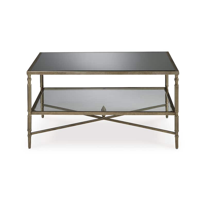 Signature Design by Ashley Cloverty Aged Gold Coffee Table - 37.75" W x 28" D x 19.25" H
