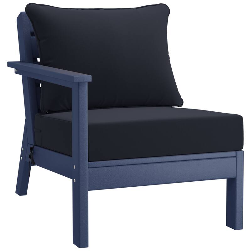 Birchwood All Weather HDPE Outdoor Patio Navy Blue Deep Seating Conversation Set (6-Piece Set)