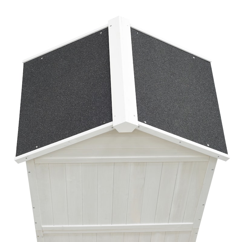 67" White Fir Wood Storage Shed with Double Doors