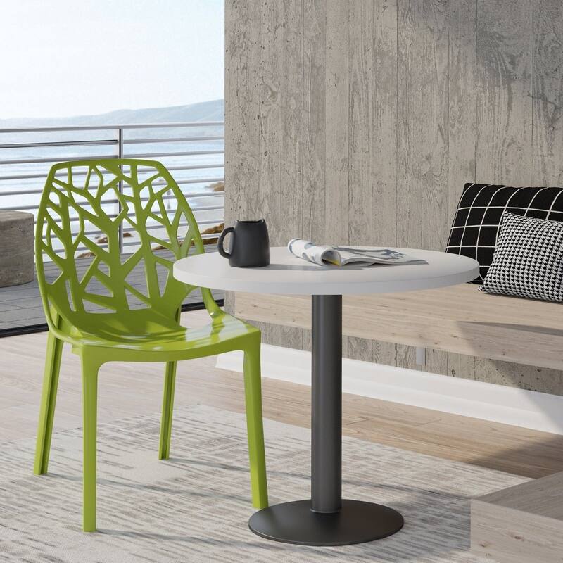 Stackable Dining Chair in Polypropylene Modern Cut-out Design Backrest Accent Side Chair