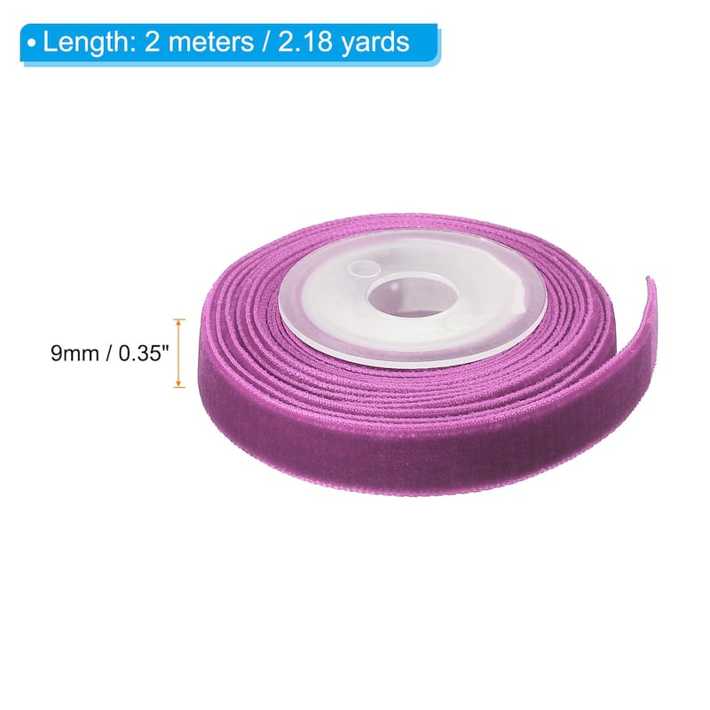 0.35" x 2.18 Yard Ribbon Single Faced Velvet Spool for DIY - Crimson Purple