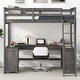 preview thumbnail 8 of 9, Full Size Loft Bed with U-shaped Desk, Cabinet and Storage Shelves
