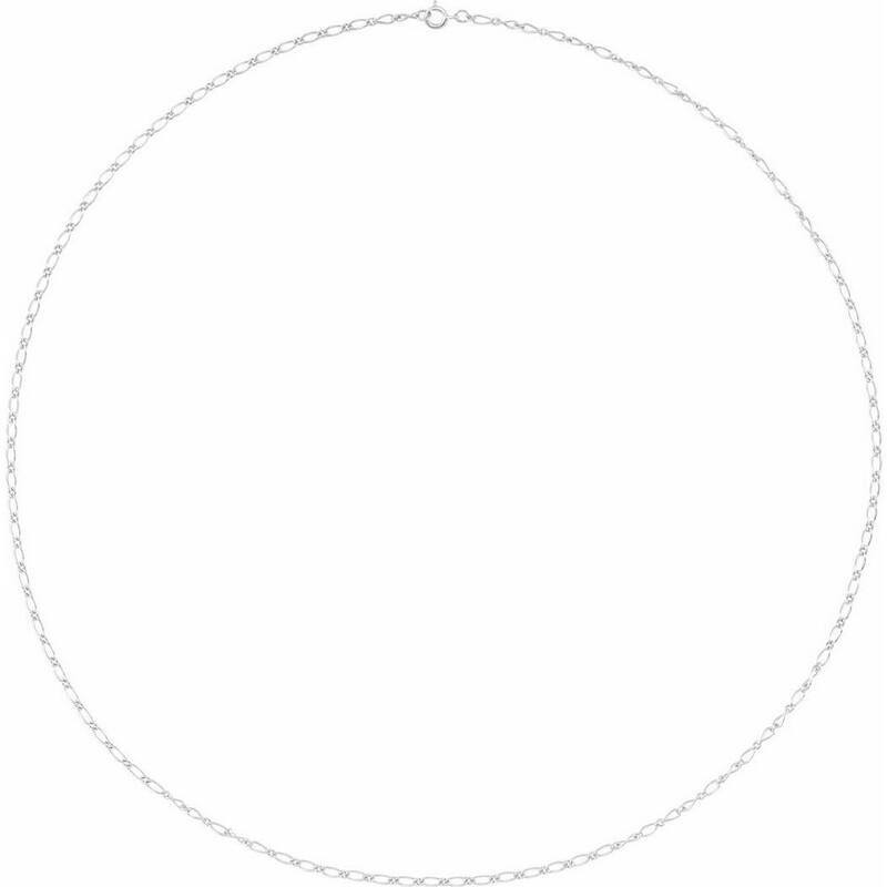 Curata 14k White Gold 1.5mm Figaro Chain Necklace (Spring-ring)