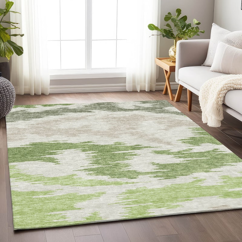 Premium Washable Super Soft Modern Chic Mayfield Rug - Green - 9' x 12' - Rectangle