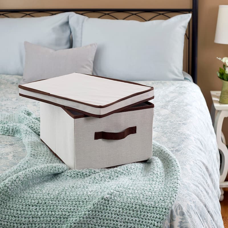 Household Essentials Poly-Cotton Canvas Storage Bin with Lid