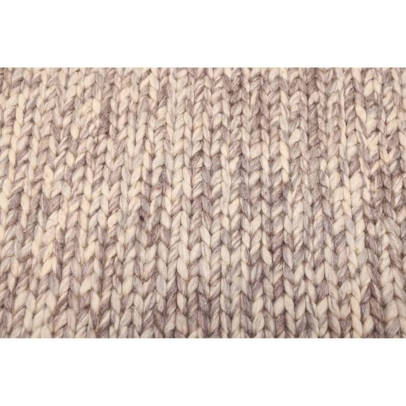 ECARPETGALLERY Braid weave Sienna Grey, Ivory Wool Rug - 5'2 x 8'1